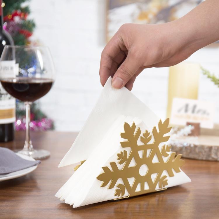 Gold Metal Snowflake Cutout Napkin Holder