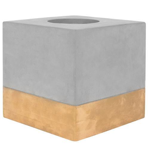 Gold-Tone & Gray Cement Tissue Box Cover, Square - MyGift