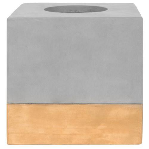 Gold-Tone & Gray Cement Tissue Box Cover, Square - MyGift