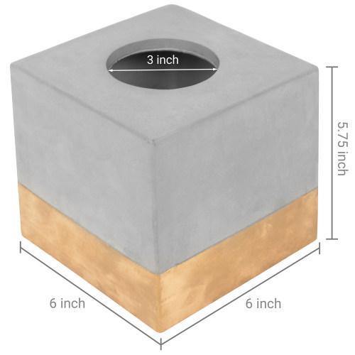 Gold-Tone & Gray Cement Tissue Box Cover, Square - MyGift