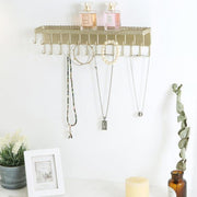 Gold-Tone Metal Jewelry Rack with Display Shelf - MyGift