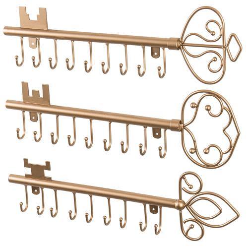 Gold Tone Metal Key Design Jewelry Rack, Set of 3 - MyGift