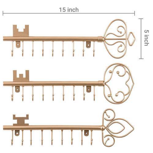 Gold Tone Metal Key Design Jewelry Rack, Set of 3 - MyGift