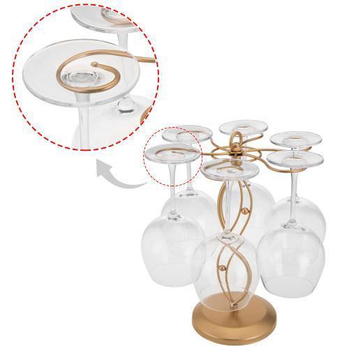 Gold Tone Metal Tabletop Wine Glass Storage Rack, Scroll-work Design - MyGift