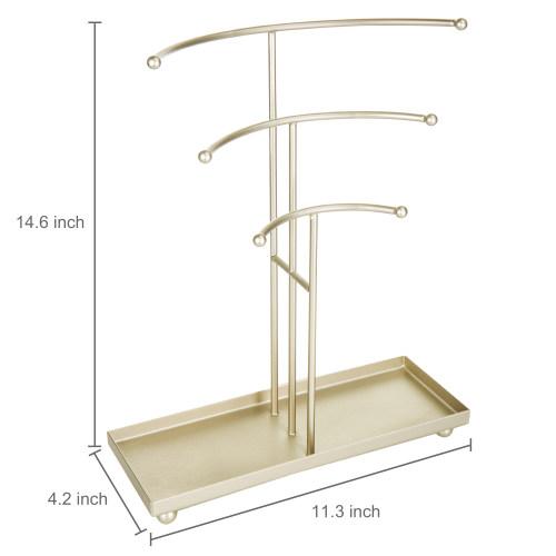 Gold-Tone Necklace Stand with Ring Tray