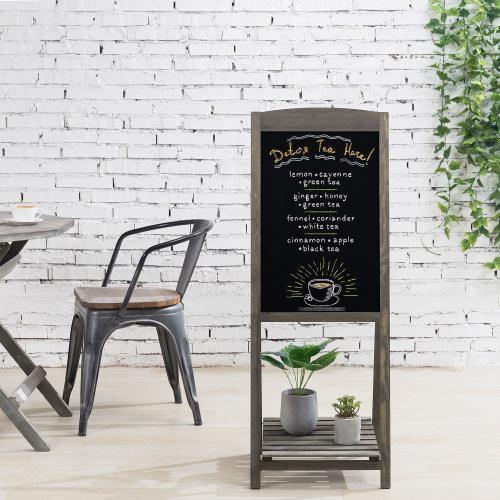 Gray Wood A-Frame Chalkboard Sign with Shelf - MyGift