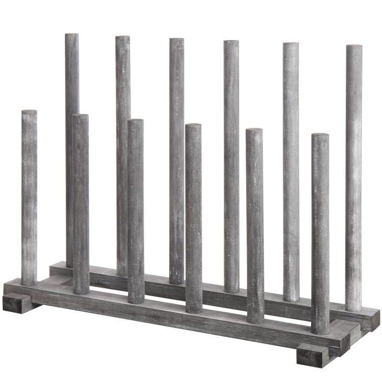 Rustic Graywashed Wood Inverted 6-Pair Boot Rack - MyGift Enterprise LLC