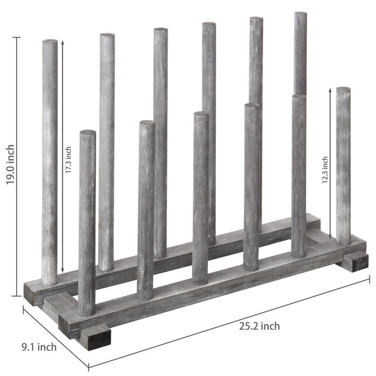 Rustic Graywashed Wood Inverted 6-Pair Boot Rack - MyGift Enterprise LLC