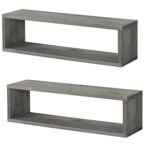 Gray Wood Cubby Floating Shelves, Set of 2 - MyGift