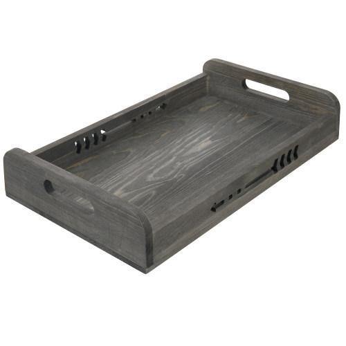 Gray Wood Serving Tray with Decorative Cutout Arrow Design - MyGift