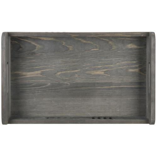 Gray Wood Serving Tray with Decorative Cutout Arrow Design - MyGift