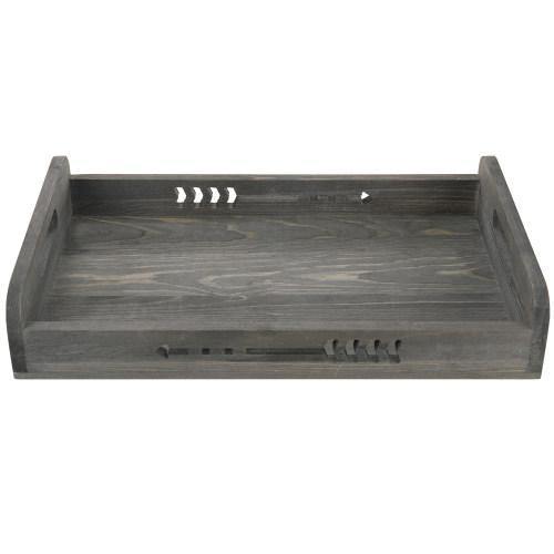Gray Wood Serving Tray with Decorative Cutout Arrow Design - MyGift