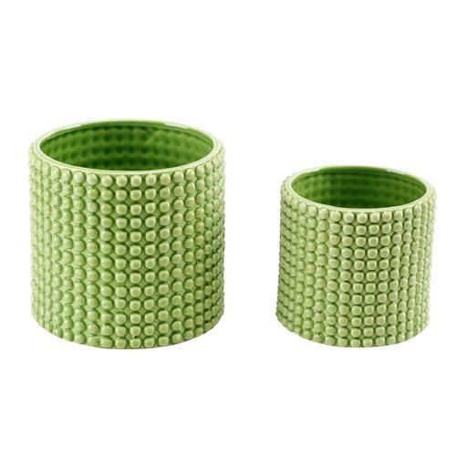 Green Textured Ceramic Planters, Set of 2 - MyGift