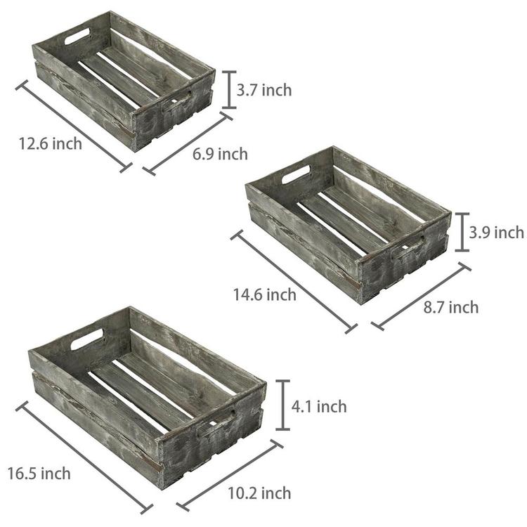 Barnwood Gray Wood Nesting Crates, Set of 3 - MyGift Enterprise LLC