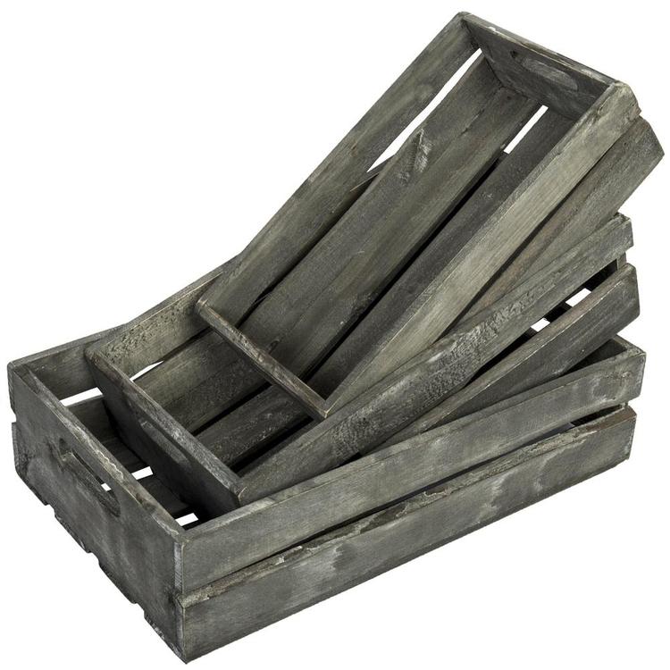 Barnwood Gray Wood Nesting Crates, Set of 3 - MyGift Enterprise LLC