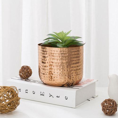 hammered copper plant pot Round Hammered Style 6 Inch Copper Metal Planter Pot