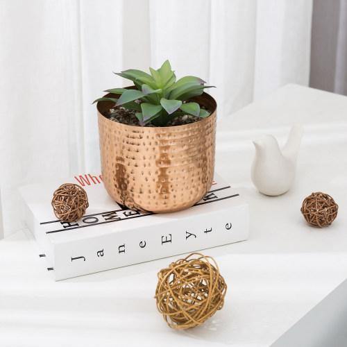 hammered copper planter pots Round Hammered Style 6 Inch Copper Metal Planter Pot