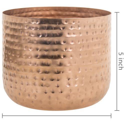 hammered copper plant pots Round Hammered Style 6 Inch Copper Metal Planter Pot