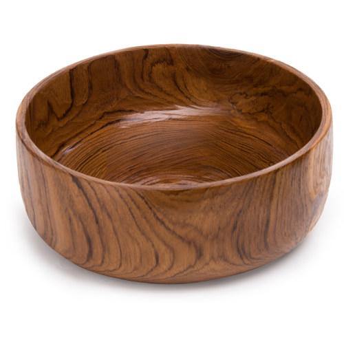 Handcrafted Indonesian Round Teak Wood Salad Serving Bowl - MyGift