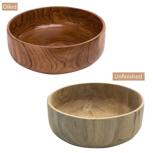 Handcrafted Indonesian Round Teak Wood Salad Serving Bowl - MyGift