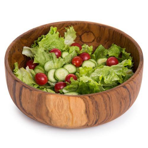 Handcrafted Indonesian Round Teak Wood Salad Serving Bowl - MyGift