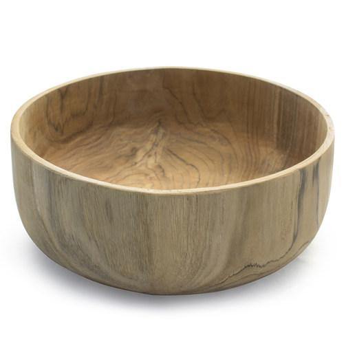 Handcrafted Indonesian Round Teak Wood Salad Serving Bowl - MyGift