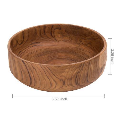 Handcrafted Indonesian Round Teak Wood Salad Serving Bowl - MyGift