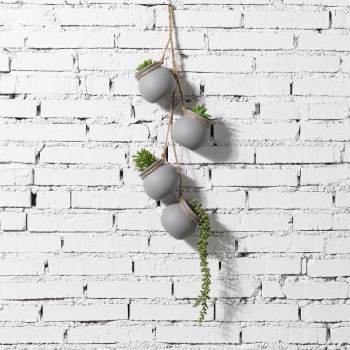 Hanging Mini Planter Pots, Gray - MyGift