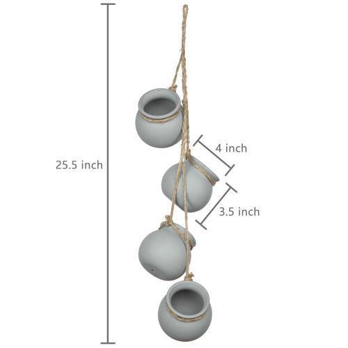 Hanging Mini Planter Pots, Gray - MyGift