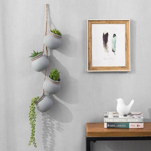 Hanging Mini Planter Pots, Gray - MyGift