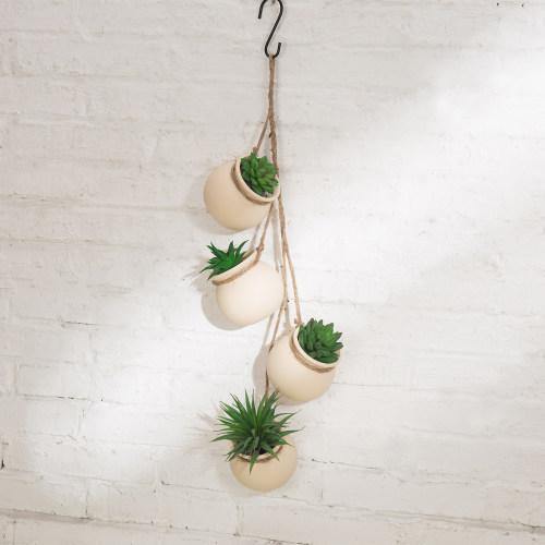 Hanging Mini Planter Pots, White - MyGift
