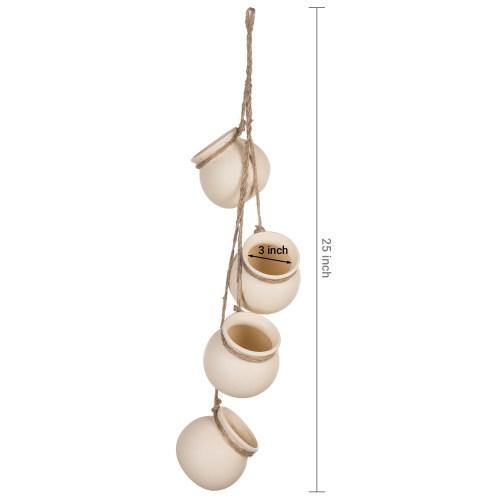 Hanging Mini Planter Pots, White - MyGift