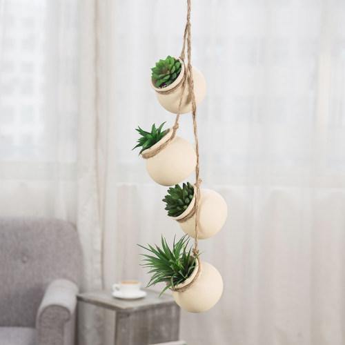 Hanging Mini Planter Pots, White - MyGift