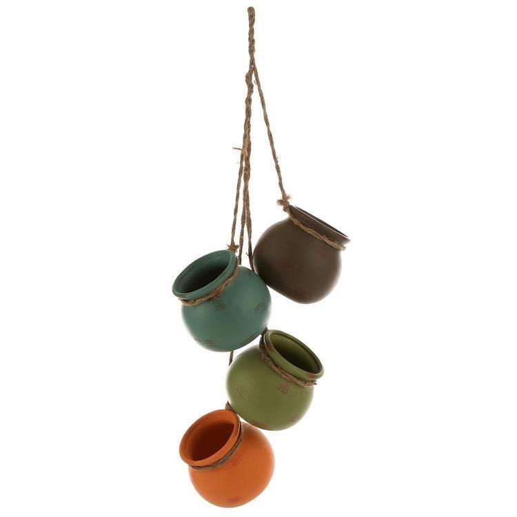 Hanging Multicolor Mini Ceramic 4 Planter Set - MyGift
