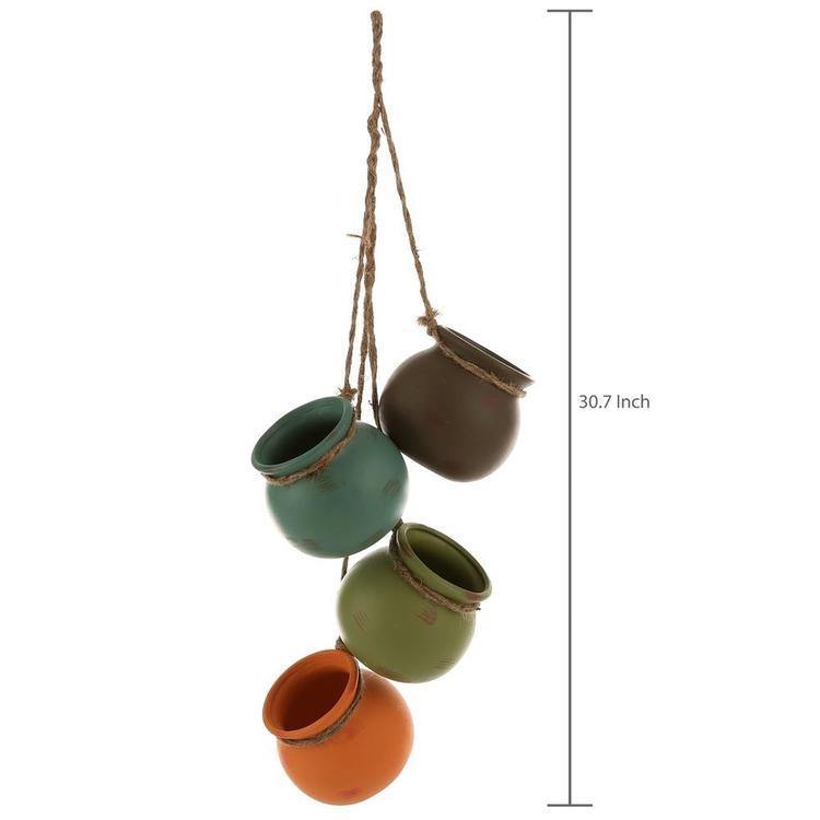 Hanging Multicolor Mini Ceramic 4 Planter Set - MyGift