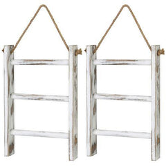 Whitewashed and Burnt Brown Wood Hanging Hand Towel Ladder – MyGift