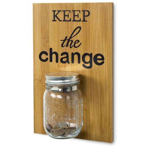 Natural Bamboo Wall Mounted Coin Saver Mason Jar - MyGift