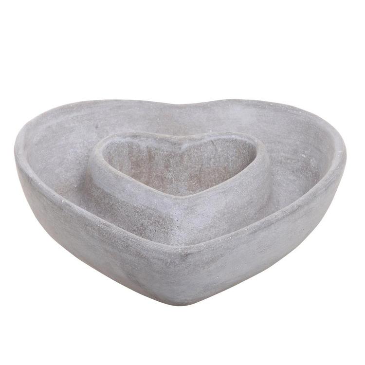 Cut Out Heart Shaped Design Gray Cement Outdoor Planter Pot - MyGift Enterprise LLC