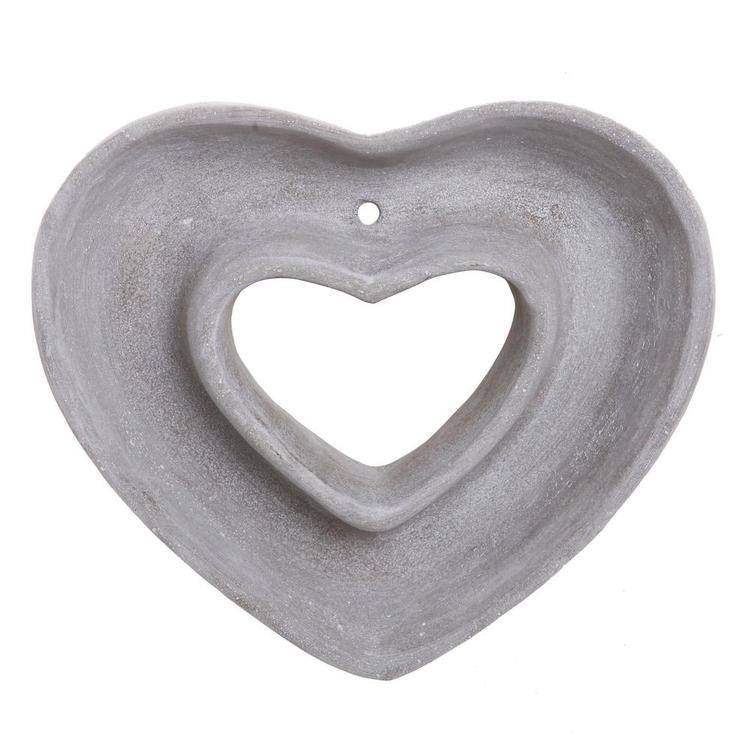 Cut Out Heart Shaped Design Gray Cement Outdoor Planter Pot - MyGift Enterprise LLC