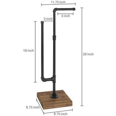 28 in. Freestanding Pipe Toilet Paper Holder with Wood Shelf, Boulder —  PIPE DECOR