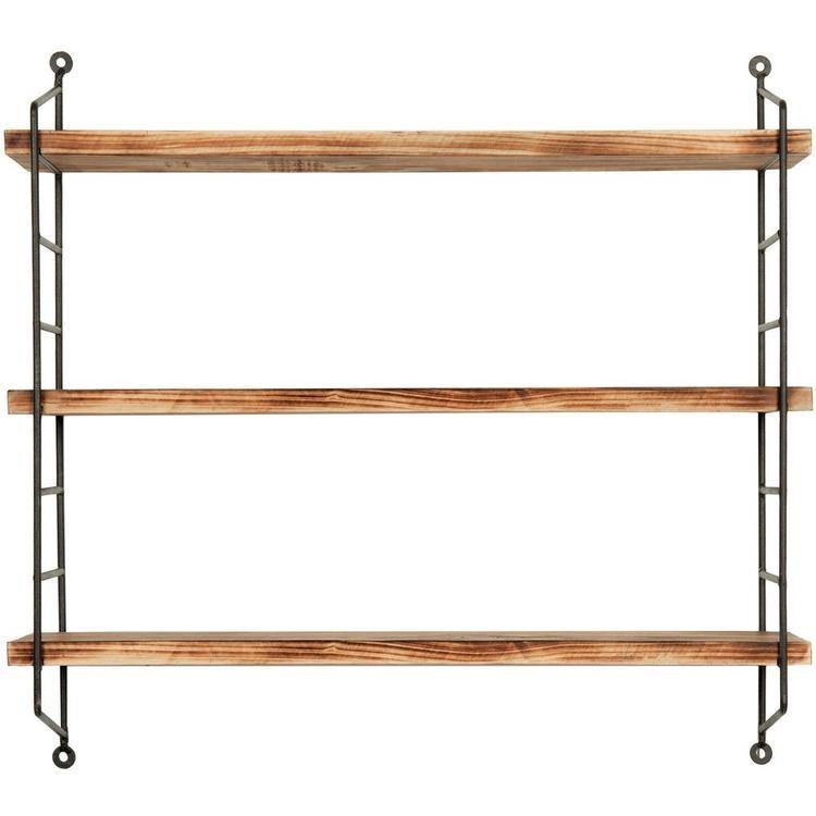 Industrial Metal & Torched Wood Shelf - MyGift