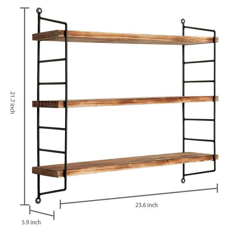 Industrial Metal & Torched Wood Shelf - MyGift
