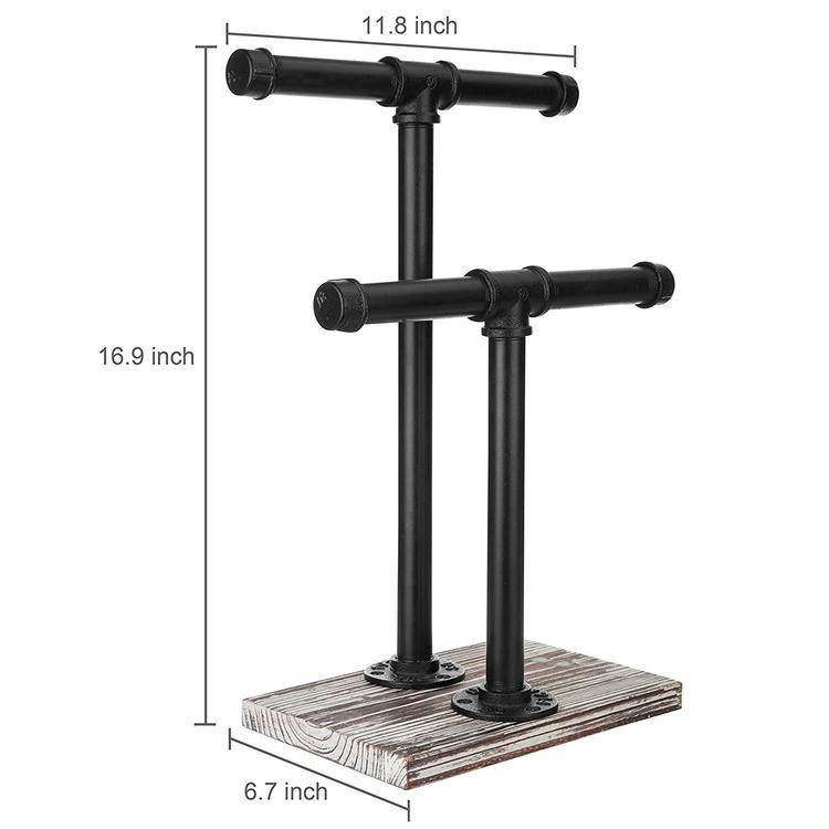 Industrial Pipe and Distressed Wood Jewelry Stand - MyGift