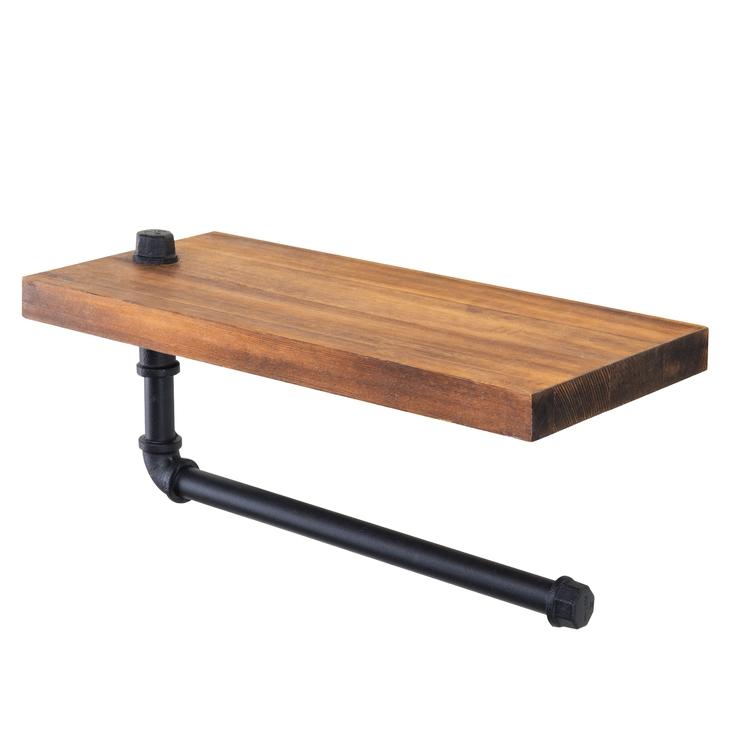 Industrial Pipe Floating Shelf & Paper Towel Holder