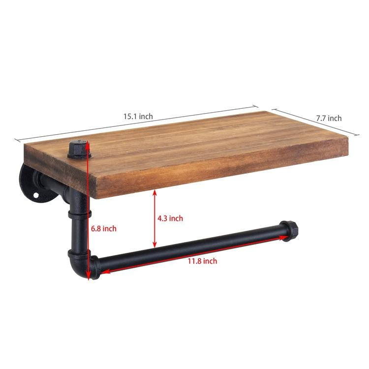 Industrial Pipe Floating Shelf & Paper Towel Holder