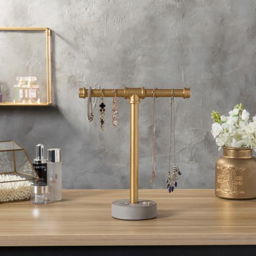Industrial Pipe Jewelry Holder with Concrete Stand