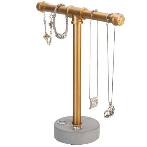 Industrial Pipe Jewelry Holder with Concrete Stand