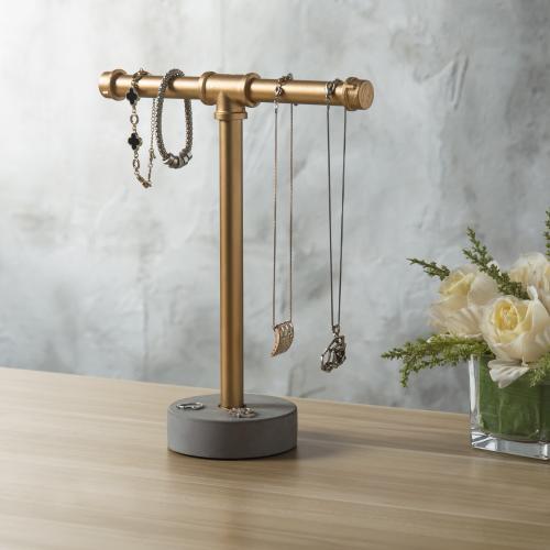 Industrial Pipe Jewelry Holder with Concrete Stand