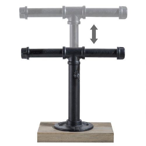 Industrial Pipe Jewelry Stand with Gray Wood Base - MyGift