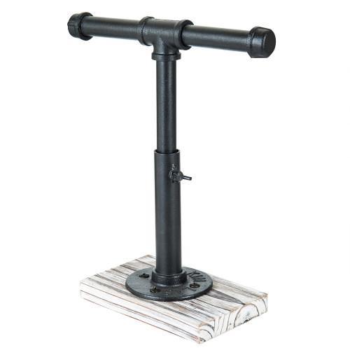 Industrial Pipe Jewelry Stand with Whitewashed Wood Base - MyGift